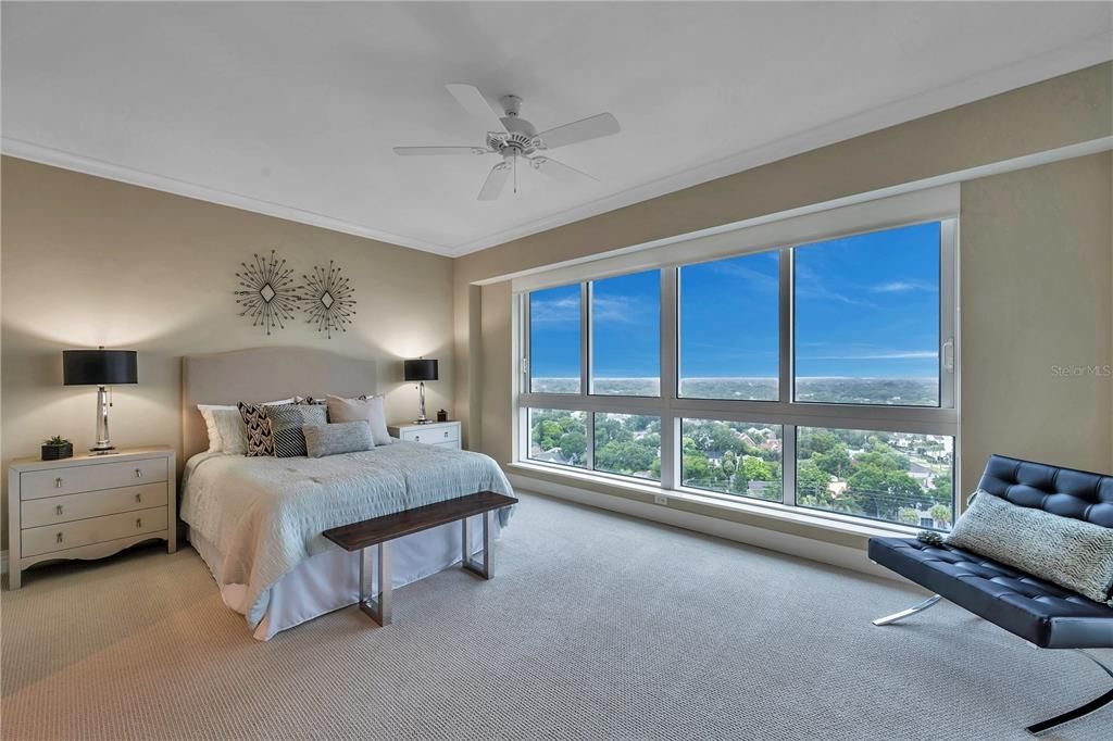 Master bedroom has lots of windows for a bright space and a fantastic view!