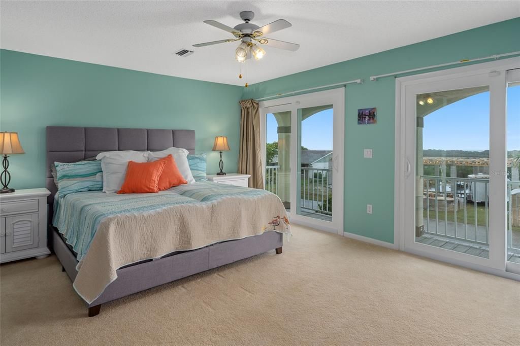Master Bedroom with NEW Double Sliders Overlooking Gulf of Mexico