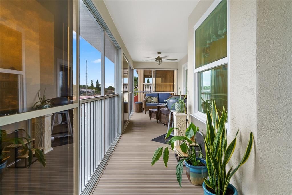 Upper Lanai with Tinted Vinyl Windows Overlooking Canal