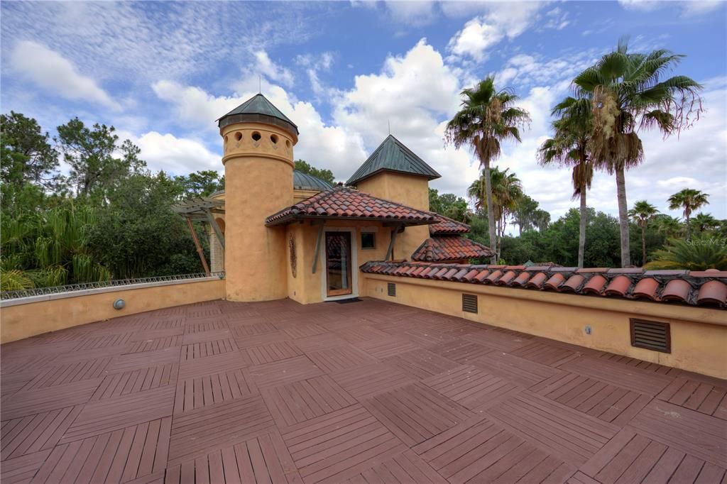 Third floor landing where you can watch the fireworks from Disney at night.