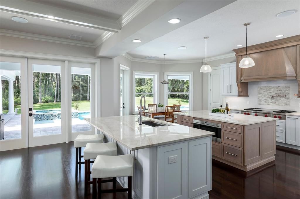 Amazing Chef's kitchen with double islands and beautiful quartzite countertops