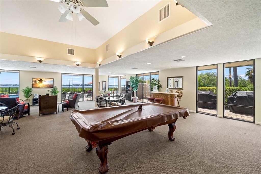 Clubhouse with billiards, kitchen, grills and fitness room