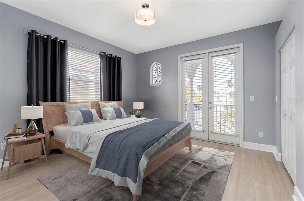 The Master Bedroom looks even cozier with comfortable bedroom furniture! Virtually Staged