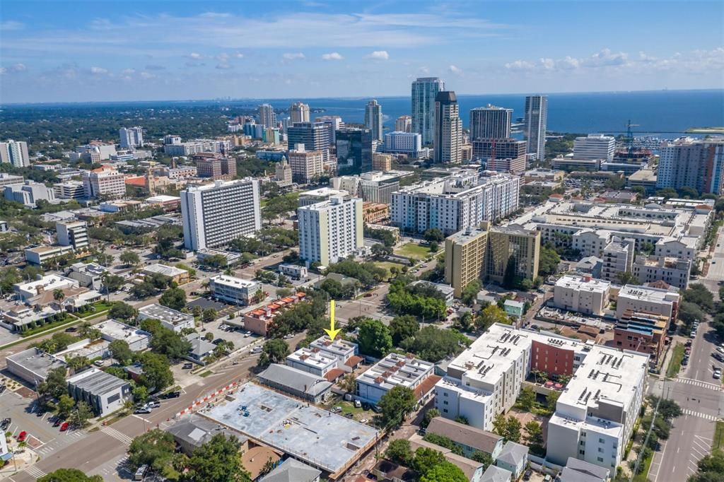 Did we mention how convenient you are to St Petersburg's Downtown Waterfront? Al Lang Stadium for Rowdies Soccer (and Saturday Farmer's Market) is right behind the tower on the right, and that is the new Downtown Pier in between the two towers right center!