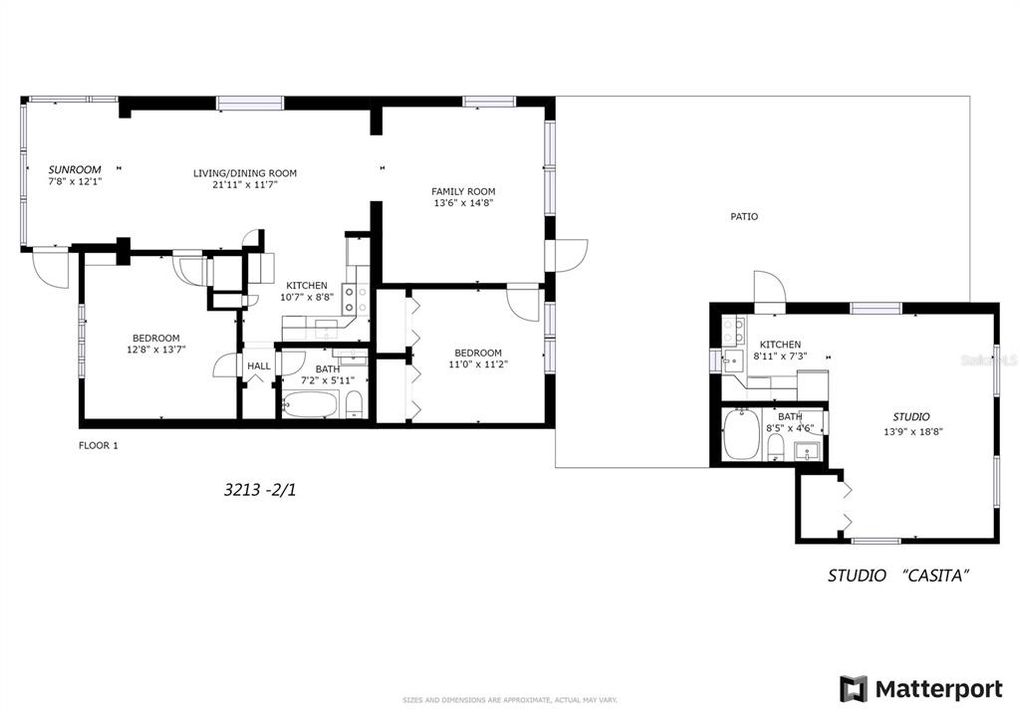 Floor Plans of Left Side 2/1 (3213) & Studio "Casita"