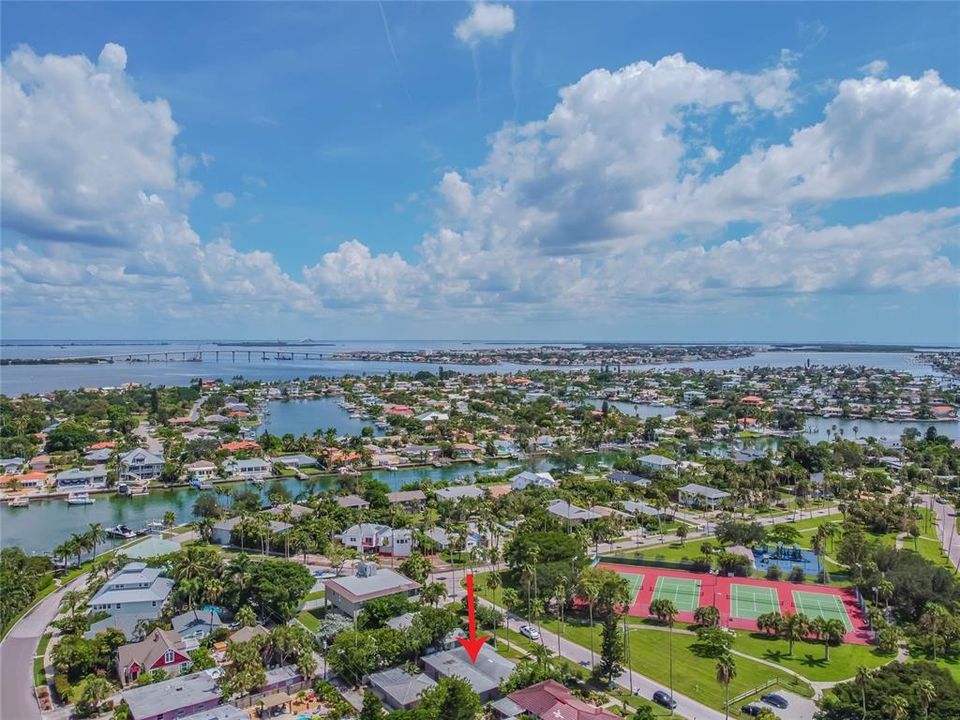 View South East from the Property showing Lazarillo Park to the right, the Intercoastal Waterways, Tierra Verde, Fort DeSoto & the Sunshine Skway Bridge!!
