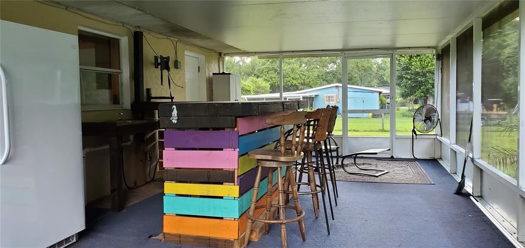 Screened Back Porch with Custom Bar