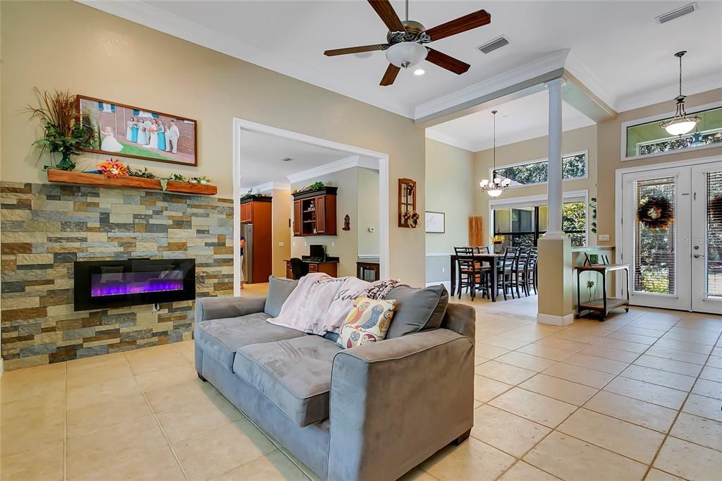 Living Room with electric fireplace