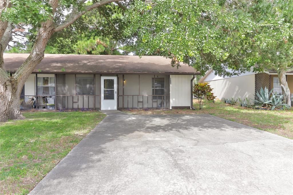 Front of home, with parking slab