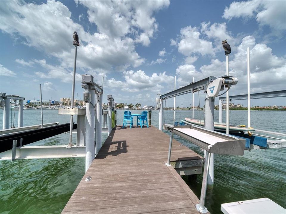 Double lifts on approximately 57 ft of dock. Perfect situation for cruising from Clearwater Harbor to the Intracoastal and beyond.