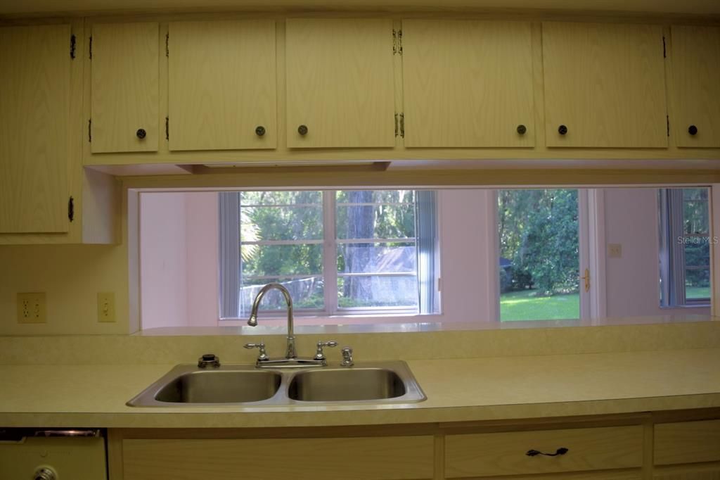 Kitchen over looking back canal and sitting room