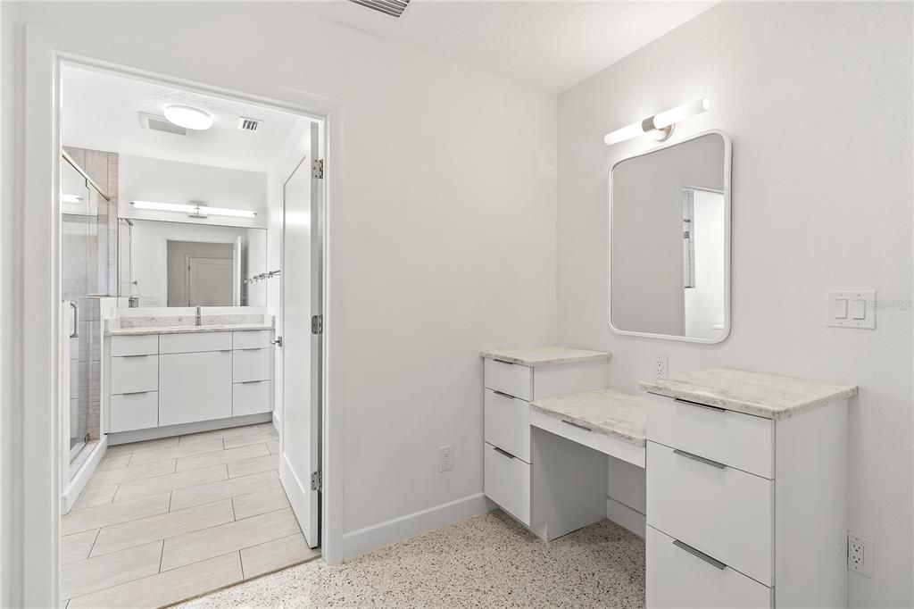 In the master dressing area there is a built in vanity.