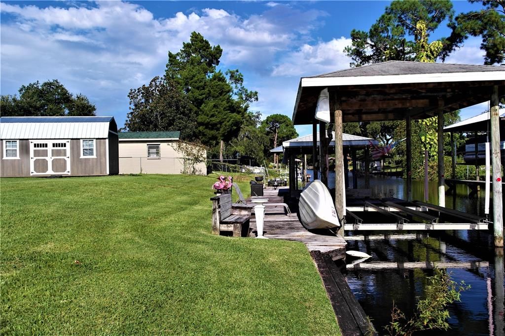 Two boathouses with electric lifts and 10x20 barn shed_121 Heather Lane, Lake Placid