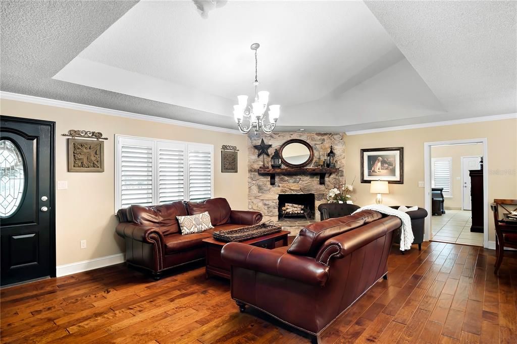 Formal Living Room with Wood Burning Fireplace