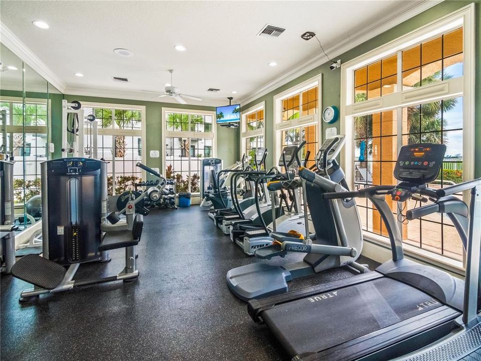 No need to spend money on a gym membership when you have this well equipped fitness center in the clubhouse.