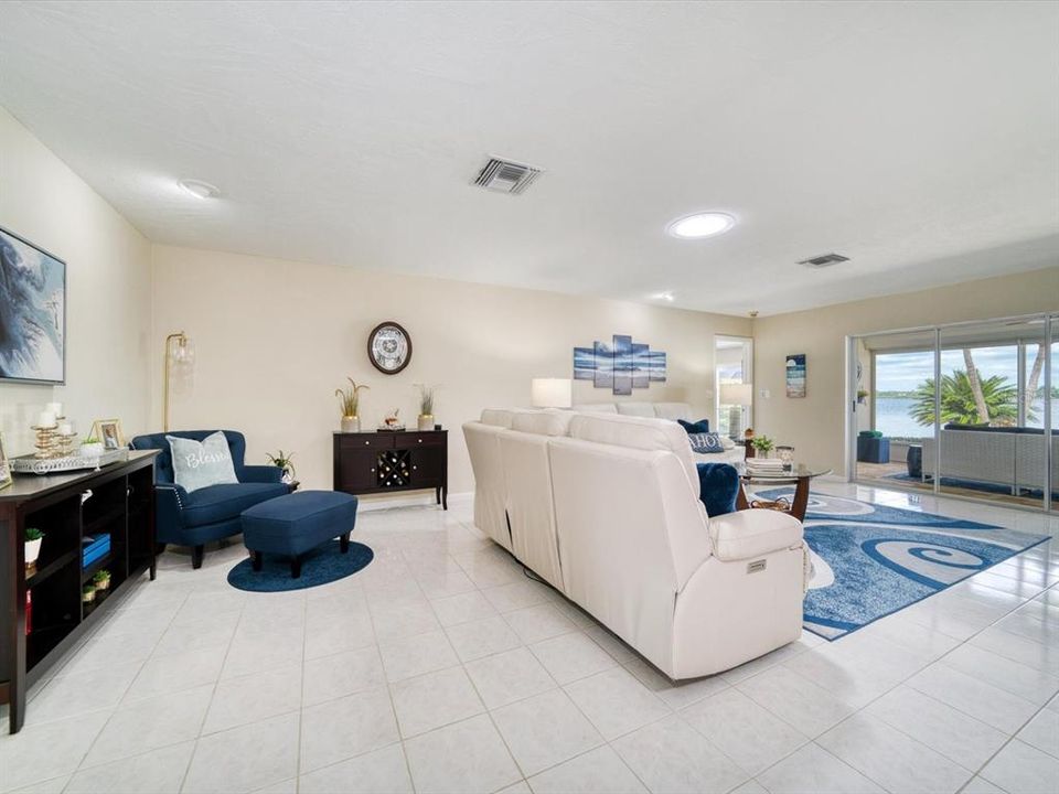 Living room overlooks the private yard and Intracoastal.