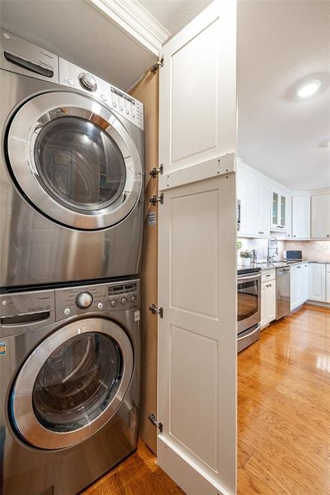 Stackable stainless steel washer and dryer