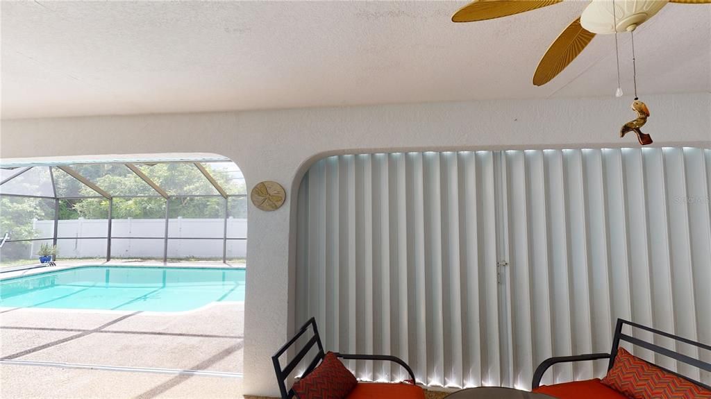 Covered Lanai with accordion shutters