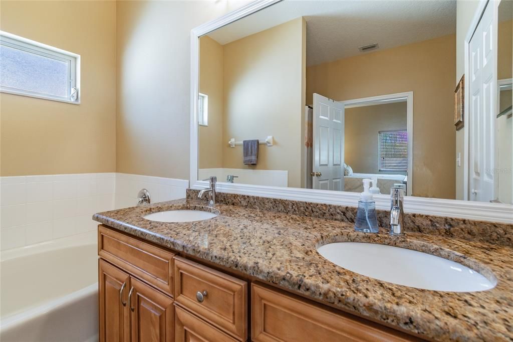 Master Bath has granite and double sinks
