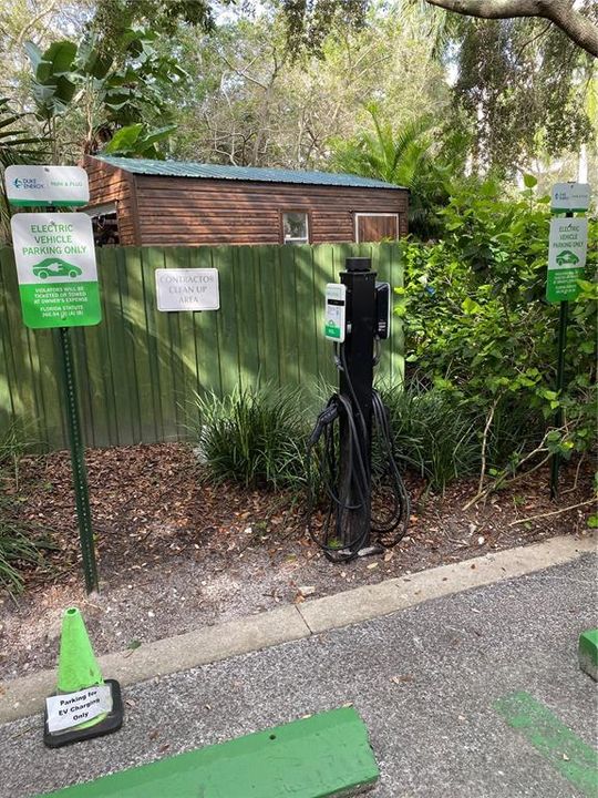 Electric car charging stations at each end of the property.