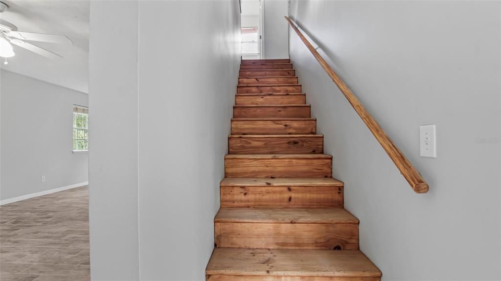 Real wood stairs to second floor