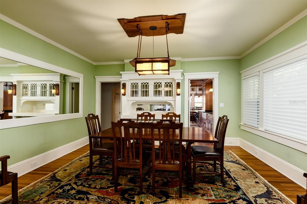 Dining room with built in cabinetry