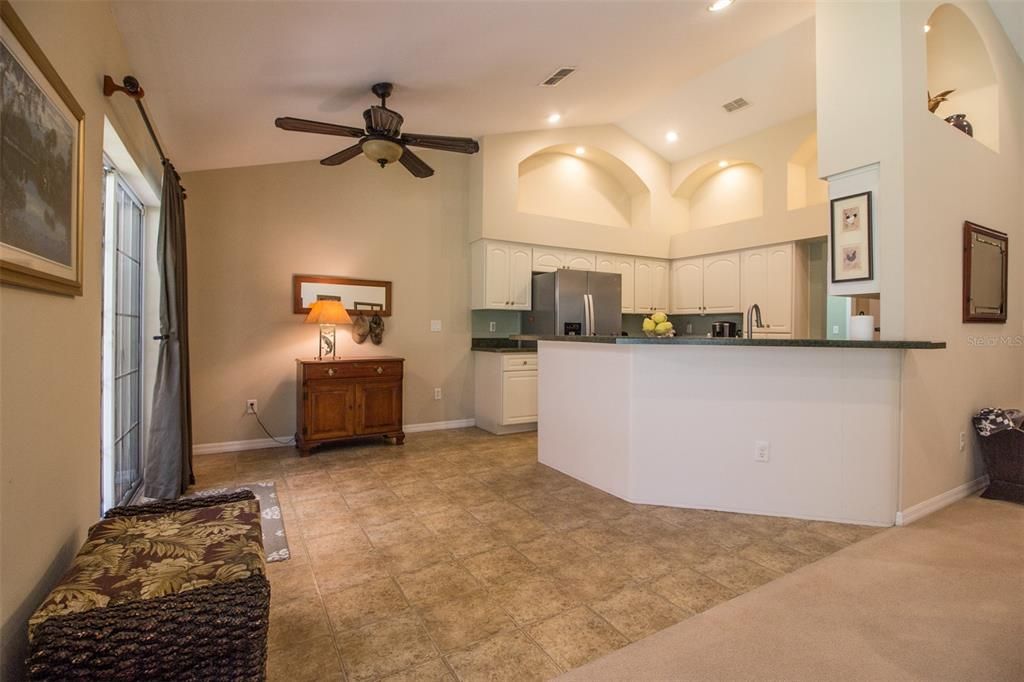 Kitchen is open to Breakfast area .