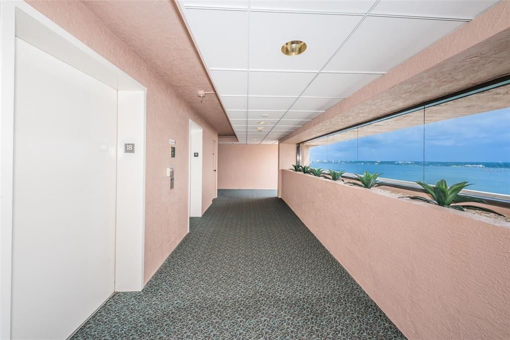 Elevator Hall has a picturesque view of the Intracoastal.