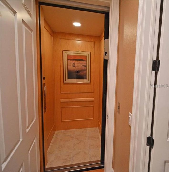 The private elevator is situated in the garage which takes you to the main living area.