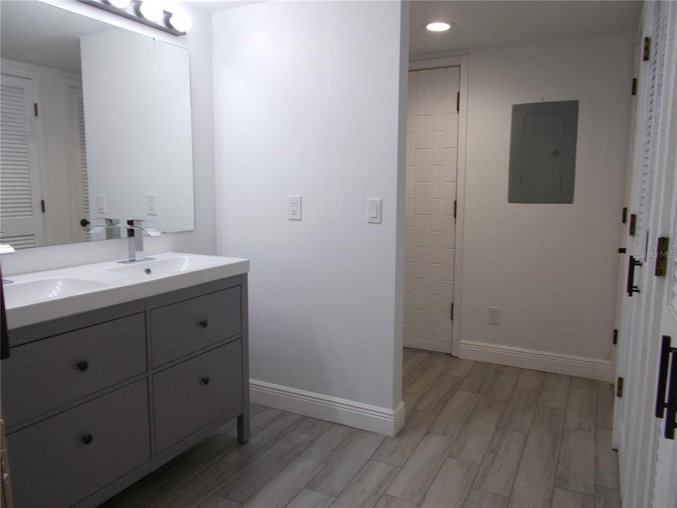 bathroom cabinet & double sinks