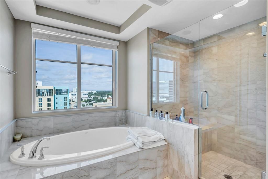 Tub to shower, city views with window that can open !!