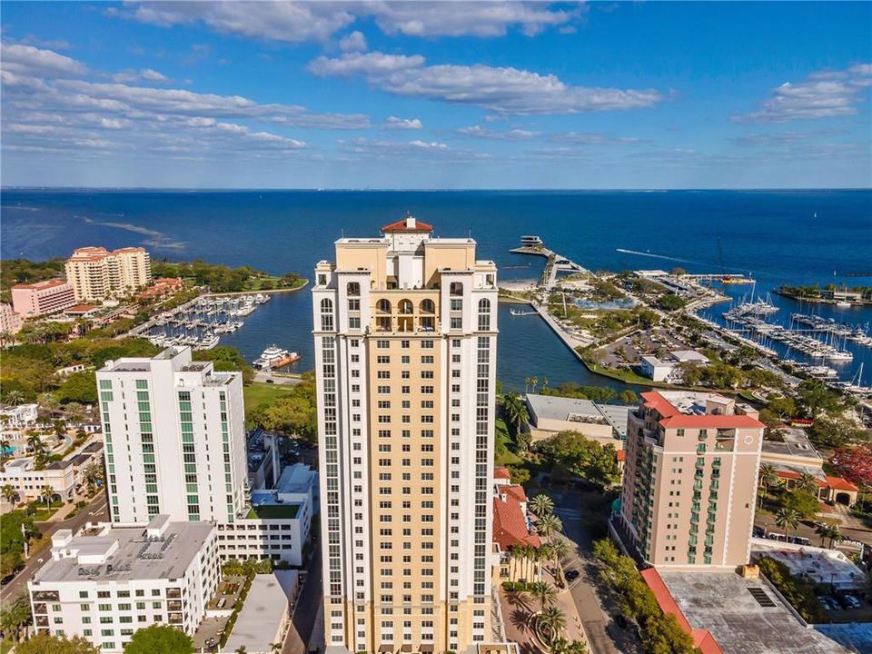 Parkshore Plaza, where your elevator comes directly into your unit, and from your balcony you can enjoy the water view of Tampa Bay, the museum, marina, new Pier and more !!