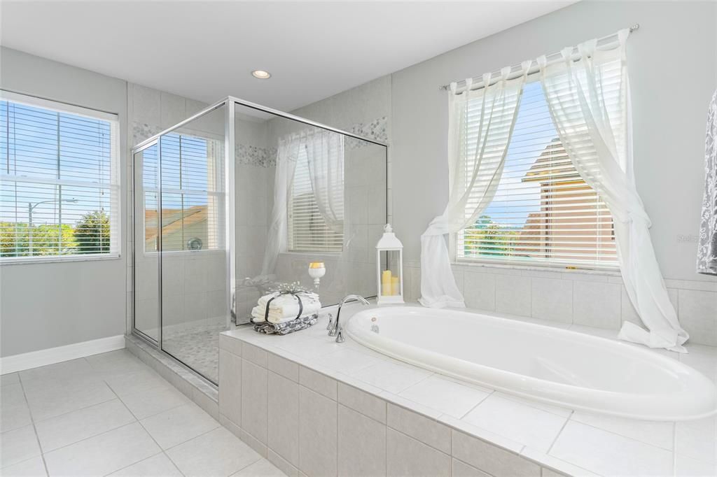 Oversized Shower and soaker tub