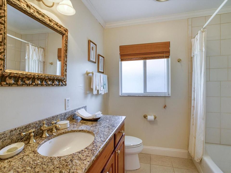 Guest Bath Room off of Office (or Bedroom) Tub with Shower and Granite Counter Tops