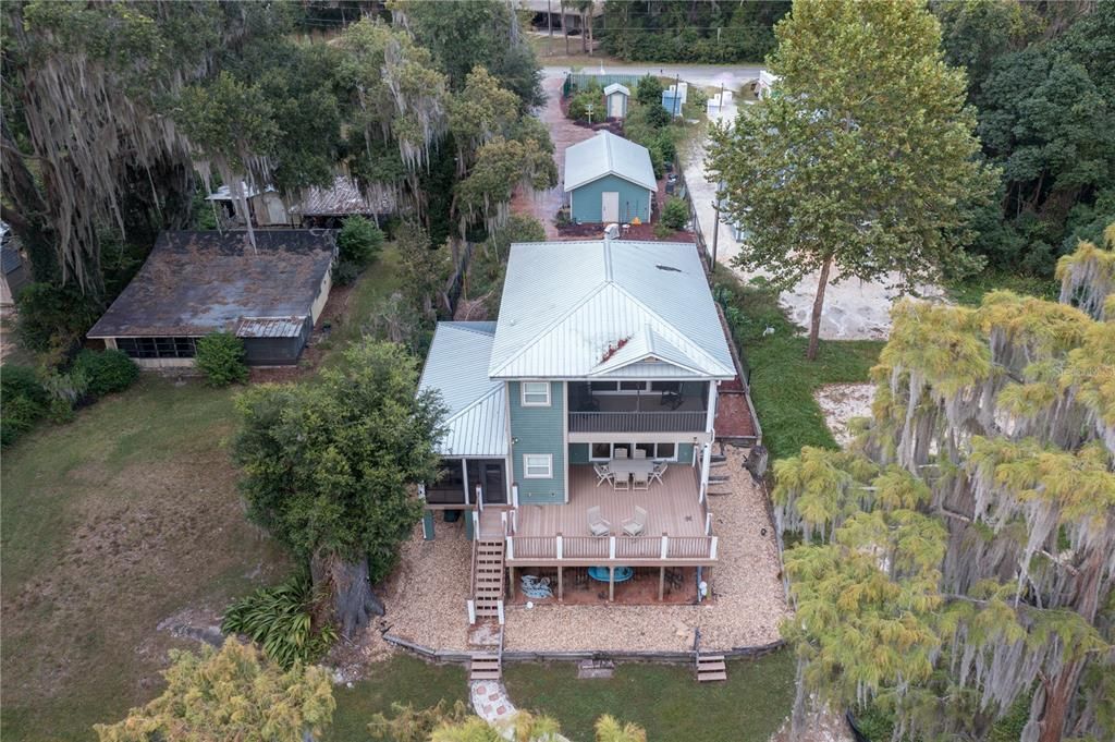 Drone photo of the back of the property