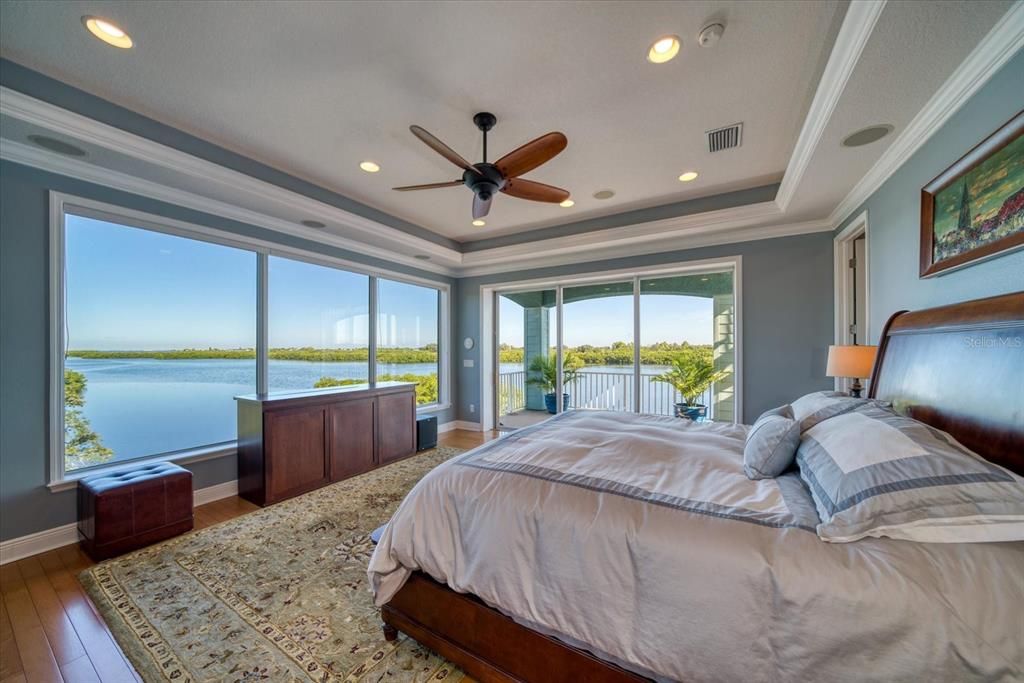 Master bedroom with stunning water views and totally private!