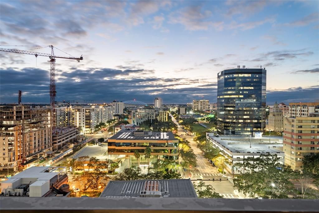 Stunning sunset view from your penthouse balcony overlooking the exciting growth of St Pete!