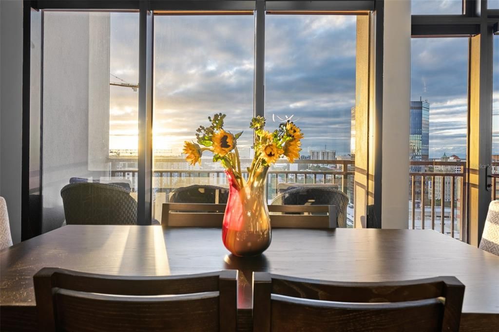 Watching the sunset will sitting at your dining room table