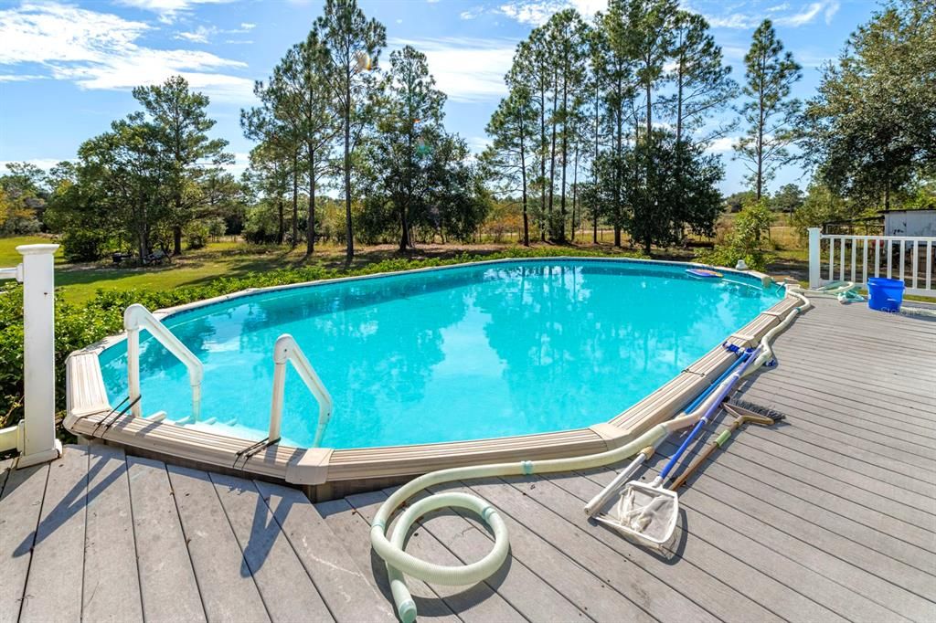 Above ground pool with deck