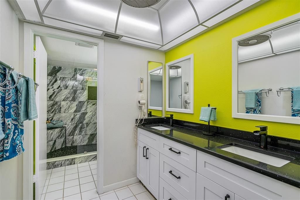 .. 15 x 6.5 Bathroom ..Remodeled with Dual Vanities & Separate Shower Area.