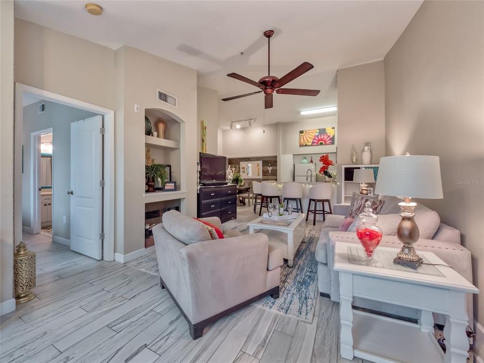 Stylish Porcelain Tile Floors in the entire living area