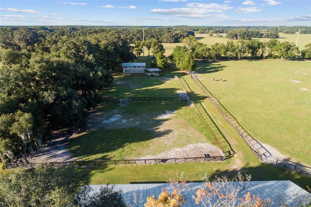 Aerial of pastures and Home