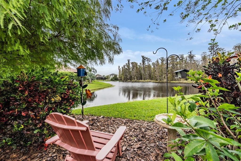 This pond viewing area is the perfect place to start or end your day!