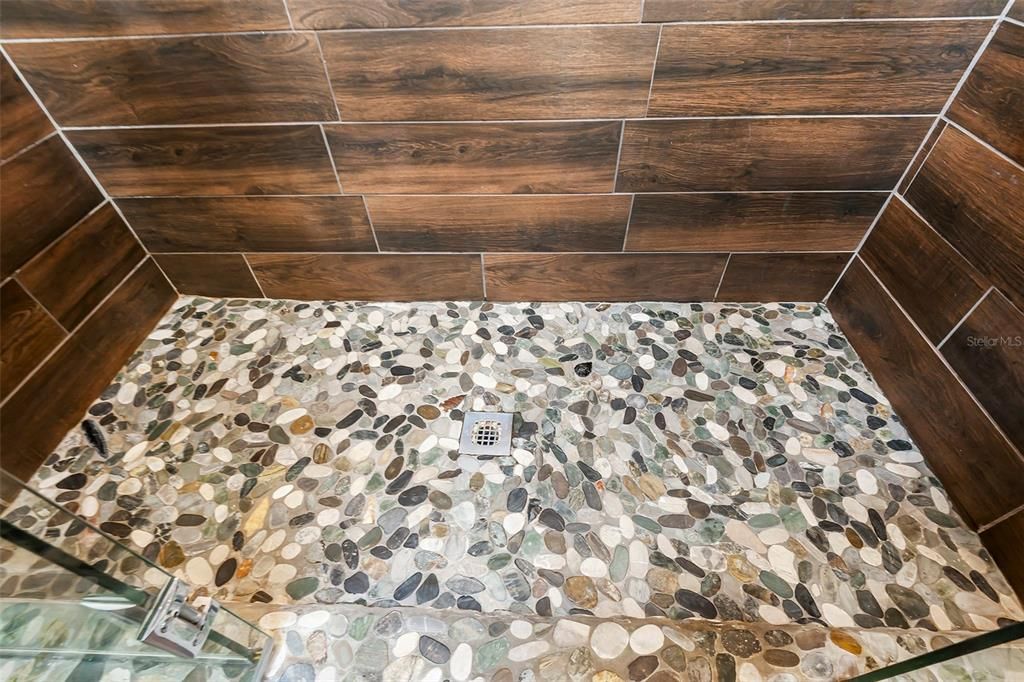 custom handcrafted shower floor