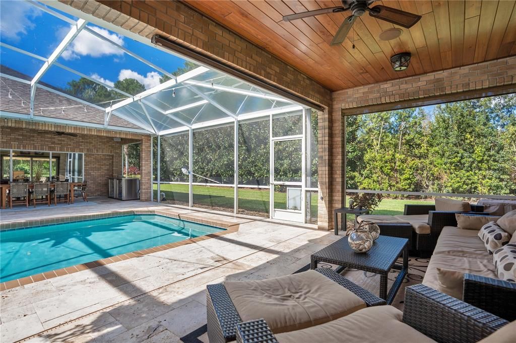 Wood ceiling on lanai