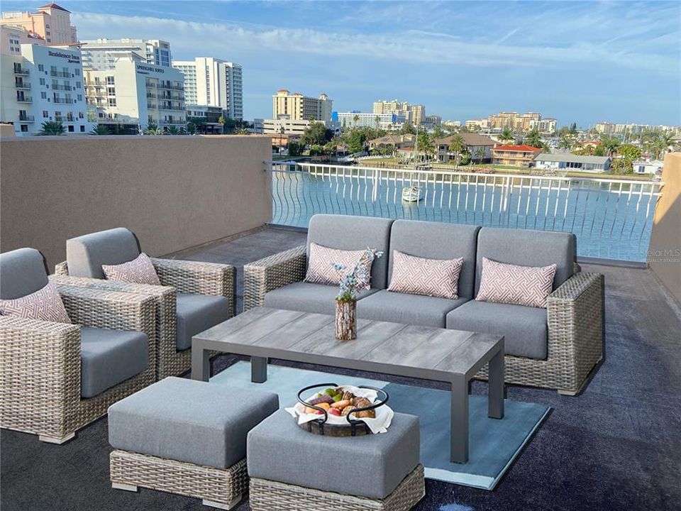 virtually staged rooftop terrace