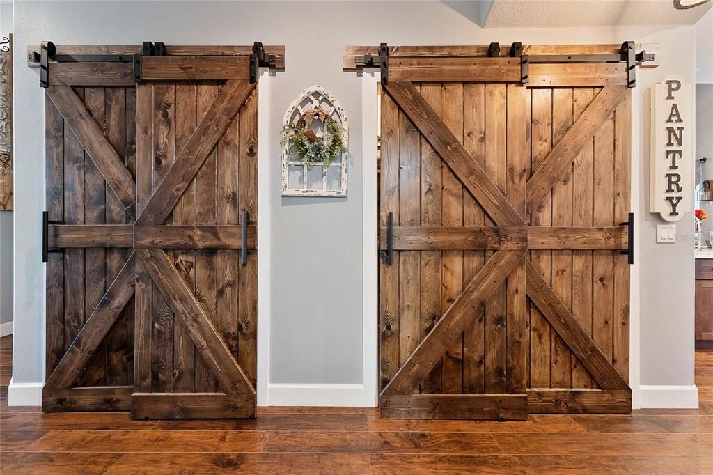 Double pantry with barn doors