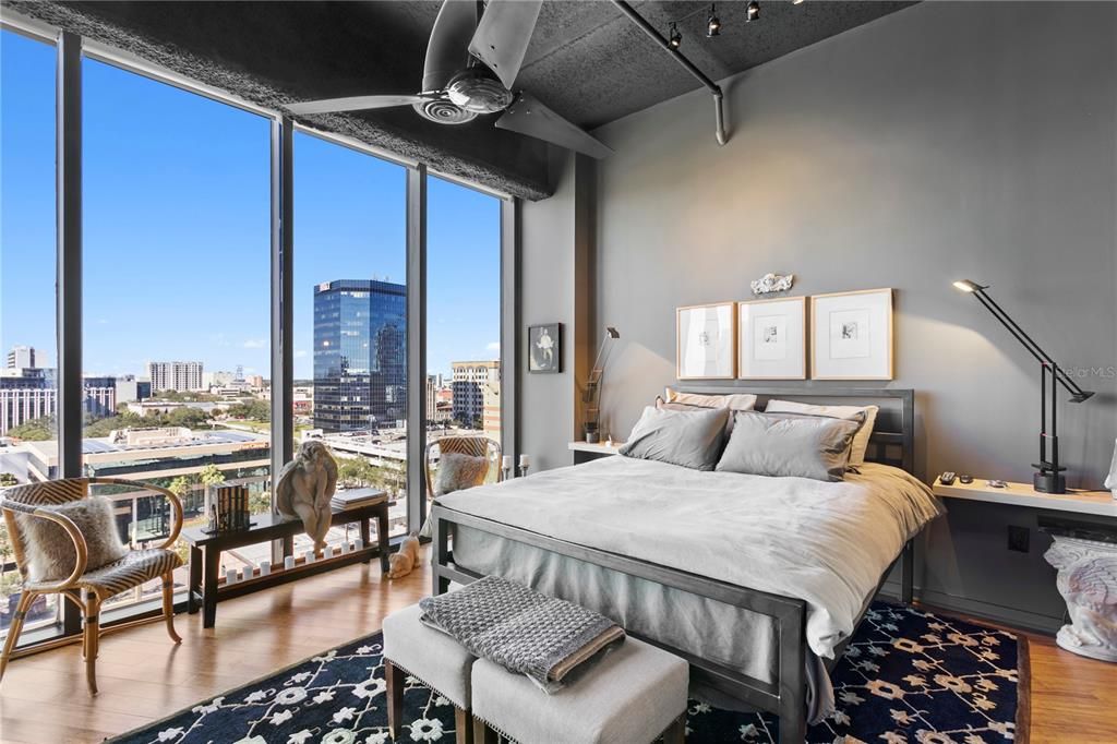Primary bedroom suite with sweeping 10th floor west views