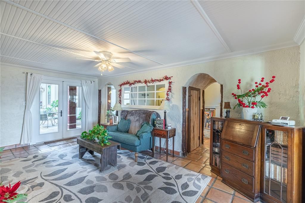 Parlor/Sitting Room showing French Doors to Courtyard