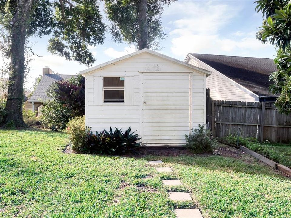 stone footpath to storage shed